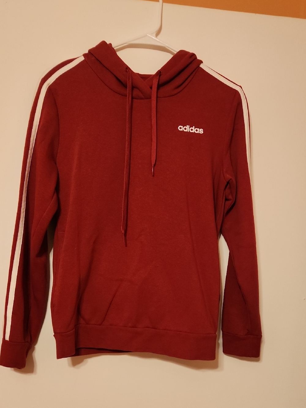 adidas Maroon Hoodie with White Stripes